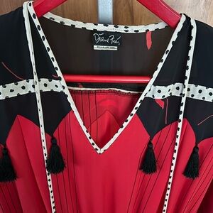 Diane Freis Red and Black Women's Dress Vintage